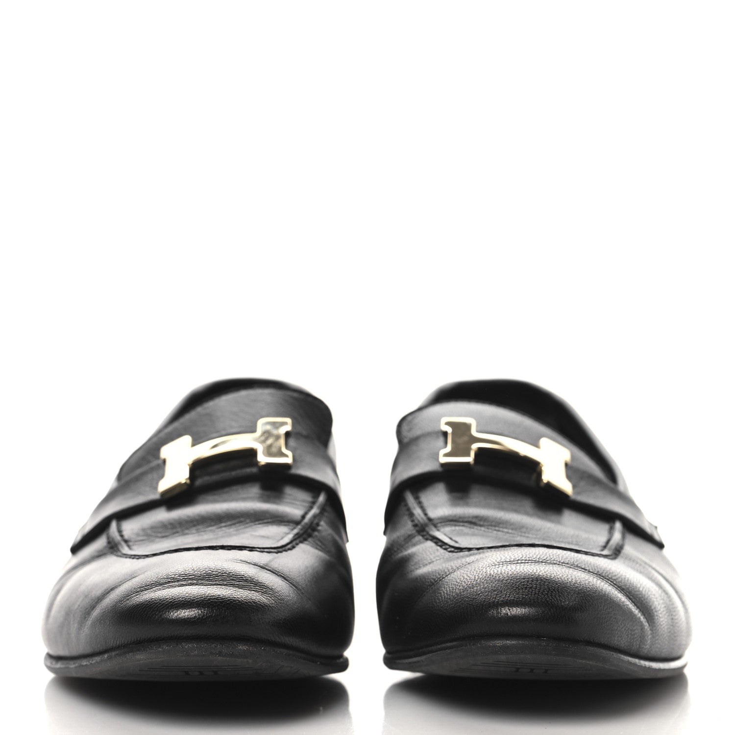 Hermes Goatskin Womens Paris Loafers 39 Black 3 of 9