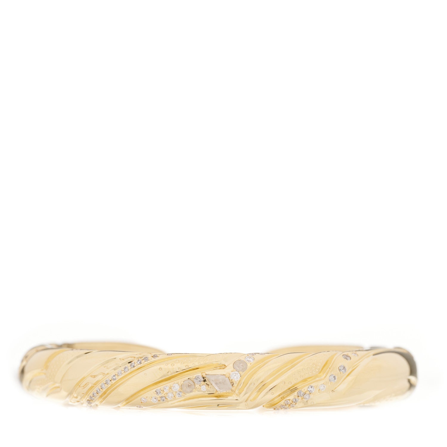 John Hardy 18K Yellow Gold Grey Diamond Lahar Kick Cuff Bracelet 1 of 4