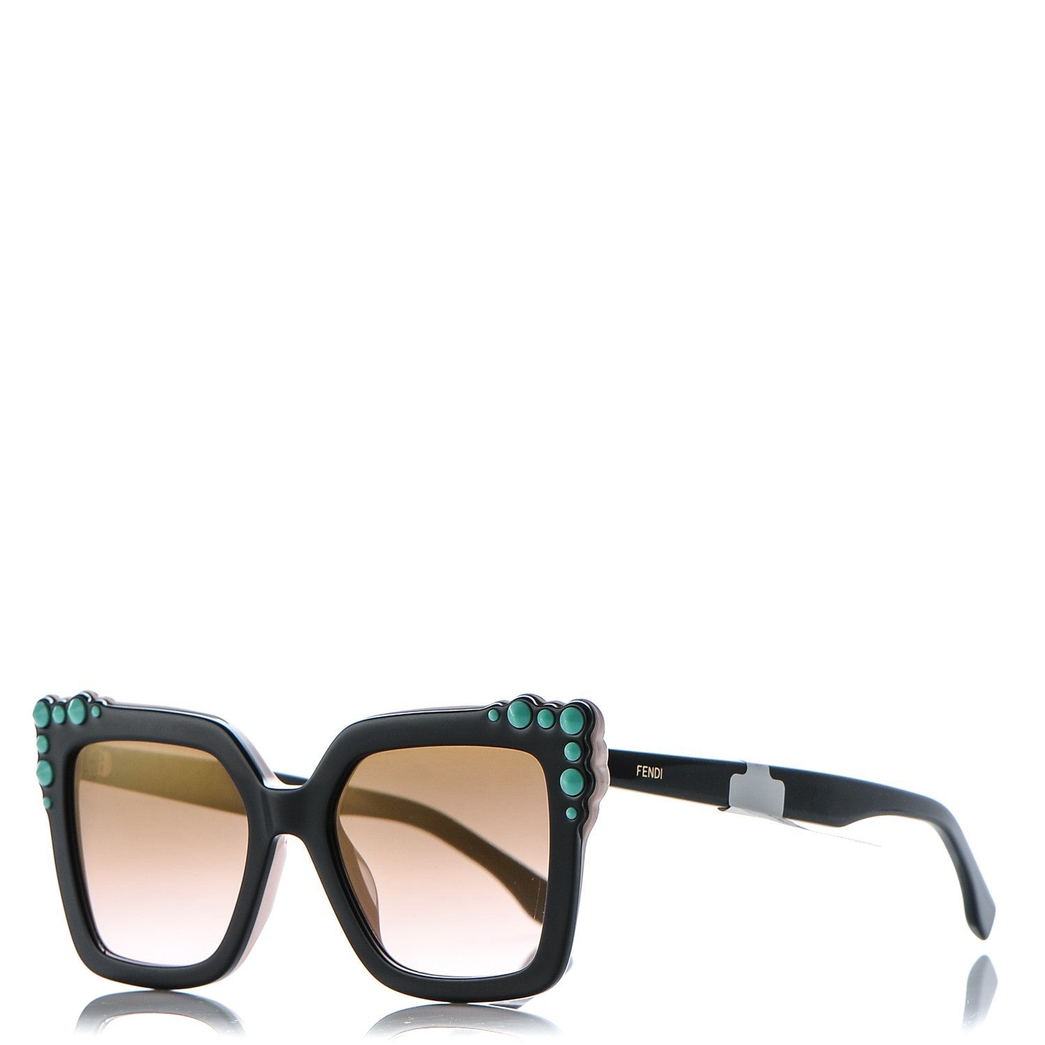 Fendi Studded Square Cat Eye Sunglasses FF 0260/S Black Pink 1 of 8