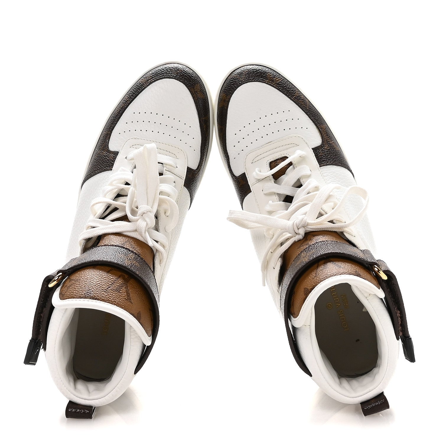 Louis Vuitton Grained Calfskin Monogram Boombox Sneaker Boots 39 White 2 of 8
