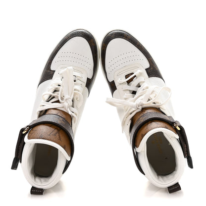 Louis Vuitton Grained Calfskin Monogram Boombox Sneaker Boots 39 White 2 of 8