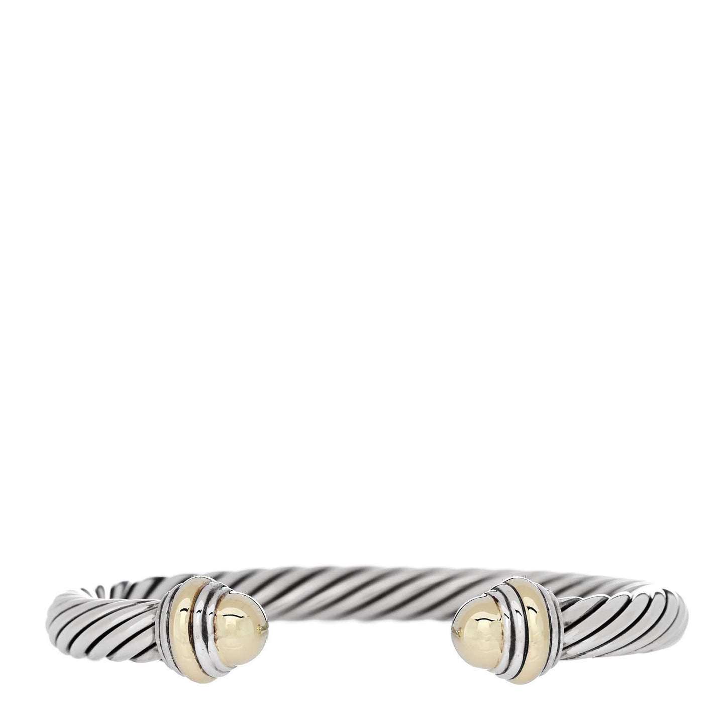 Sterling Silver 14K Yellow Gold 7mm Cable Classics Dome Bracelet
