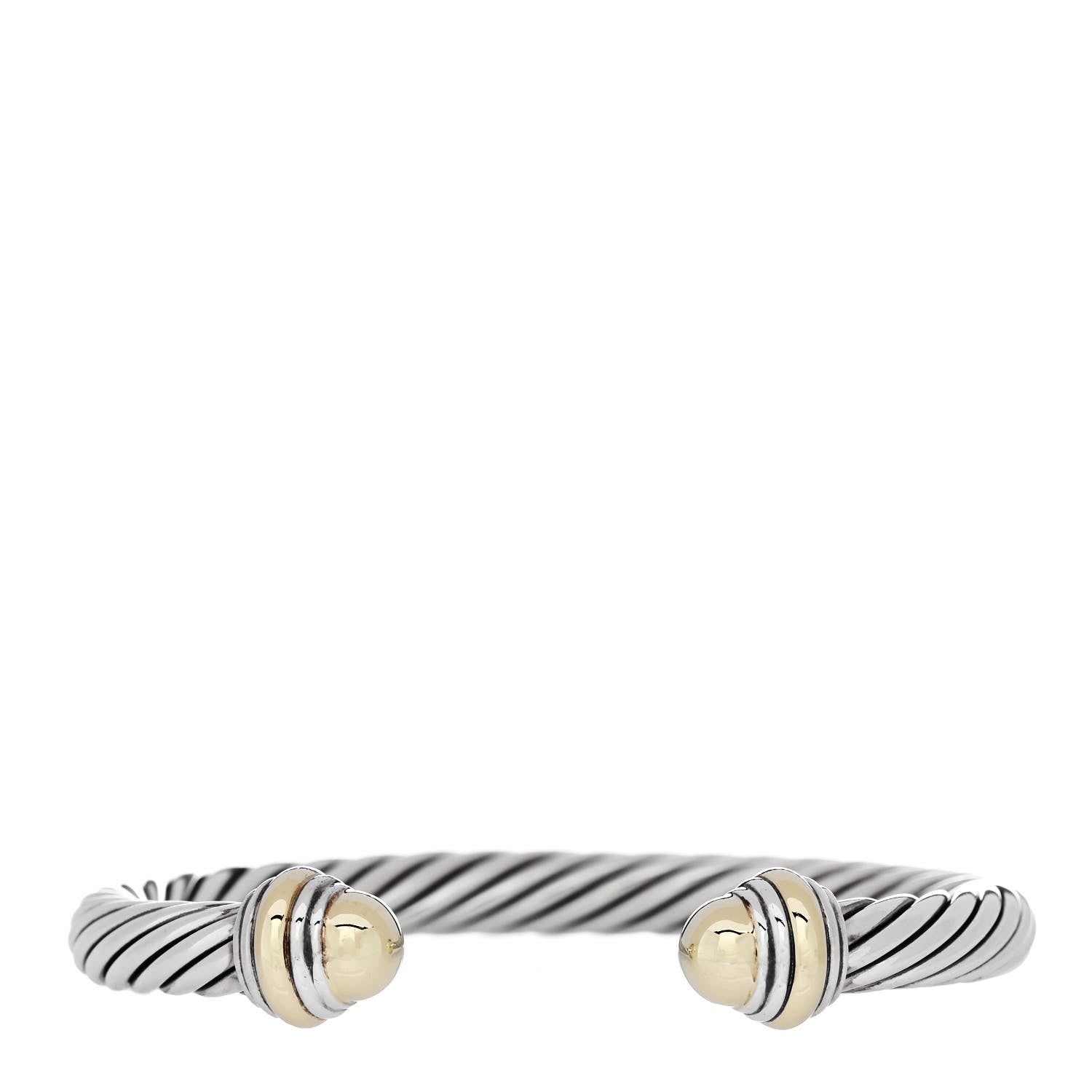 David Yurman Sterling Silver 14K Yellow Gold 7mm Cable Classics Dome Bracelet 1 of 3