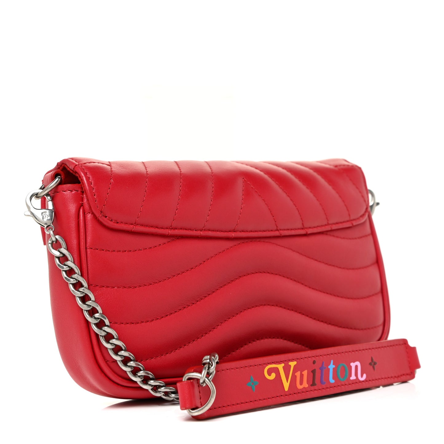 Calfskin New Wave Chain Pochette Scarlet