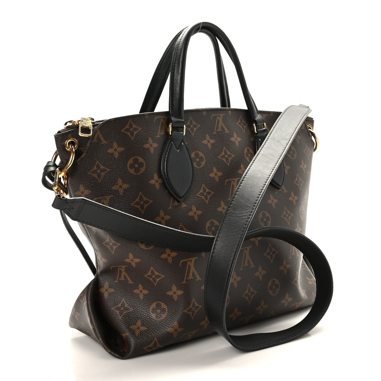 Monogram Flower Zipped Tote MM Black