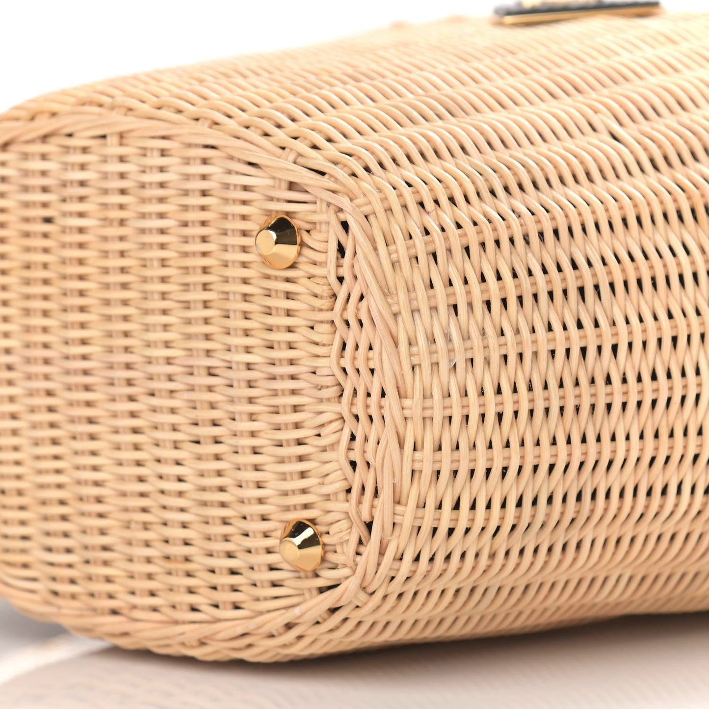 Wicker Canvas Shoulder Bag Naturale Black