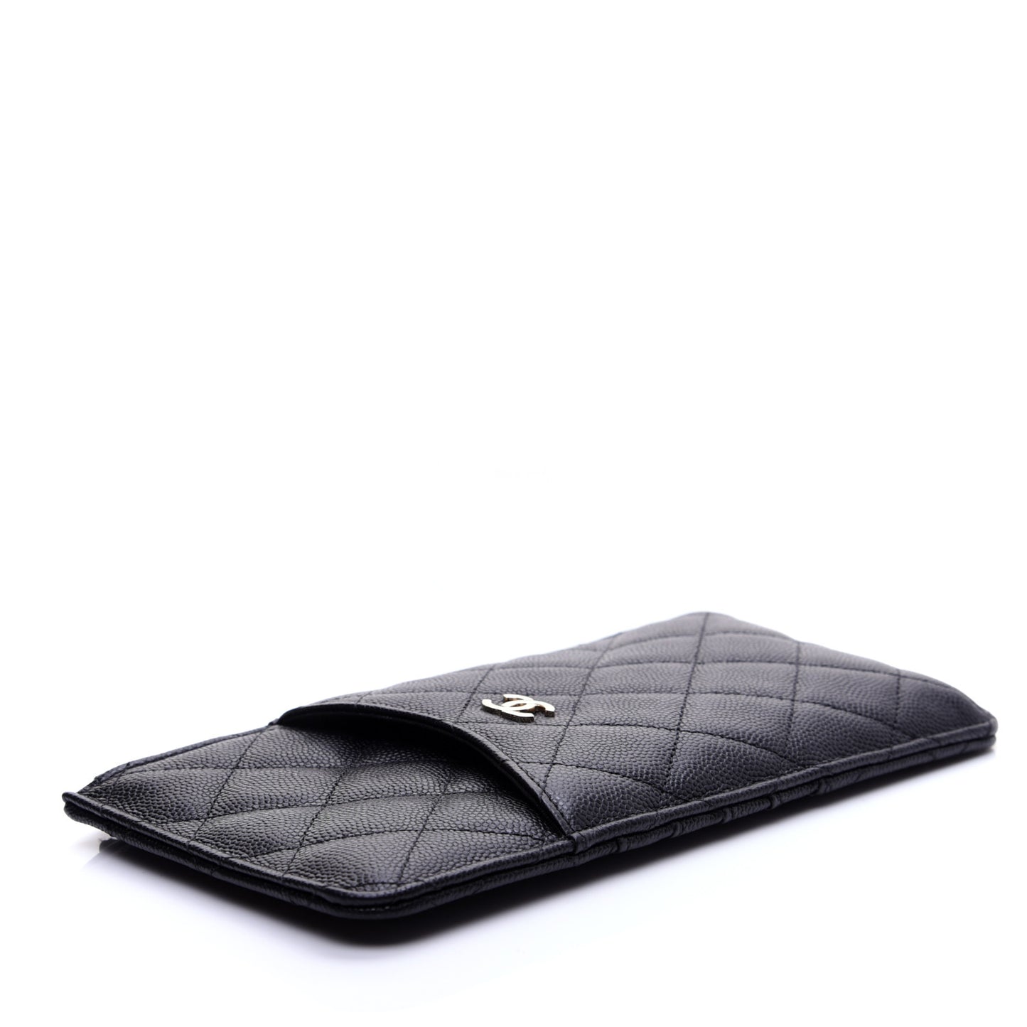 Caviar Quilted Classic Flat Wallet Pouch Black