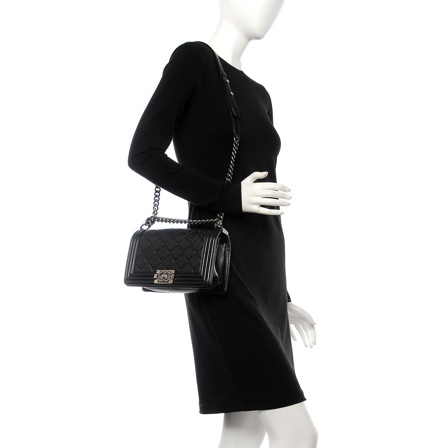 Lambskin Quilted Medium Boy Flap Black