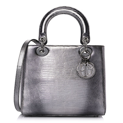 Christian Dior Metallic Lizard Medium Lady Dior Silver 1 of 12