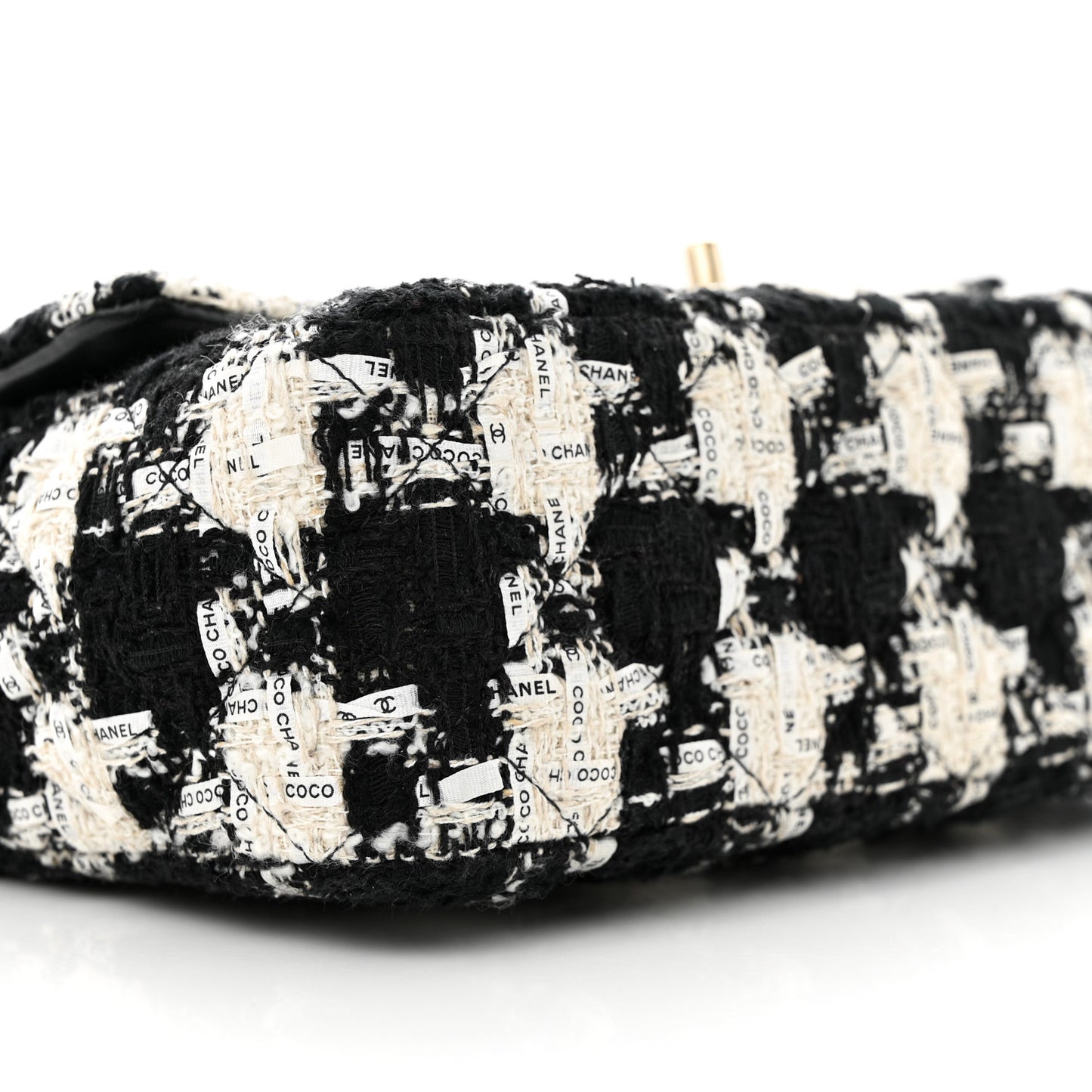 Tweed Quilted Mini Rectangular Flap Black Ecru White