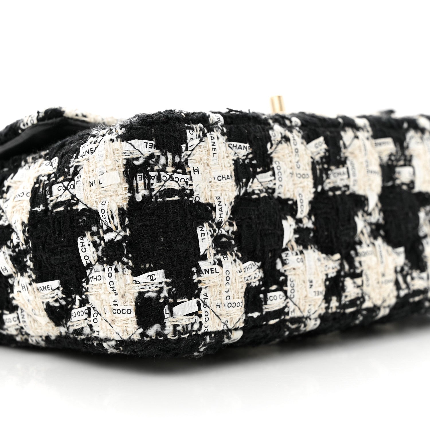 Chanel Tweed Quilted Mini Rectangular Flap Black Ecru White 8 of 10