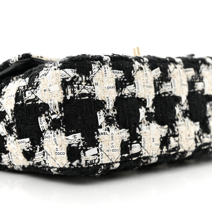 Chanel Tweed Quilted Mini Rectangular Flap Black Ecru White 8 of 10