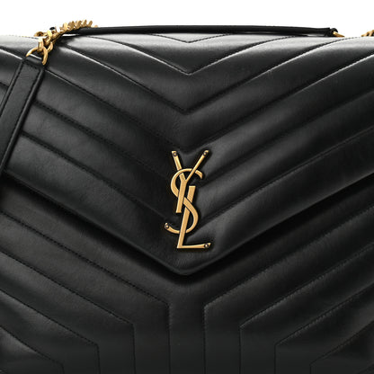 Saint Laurent Calfskin Y Quilted Monogram Large Loulou Chain Satchel Black 7 of 9