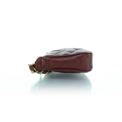 Chanel Caviar Quilted Pochette Dark Red 5 of 10