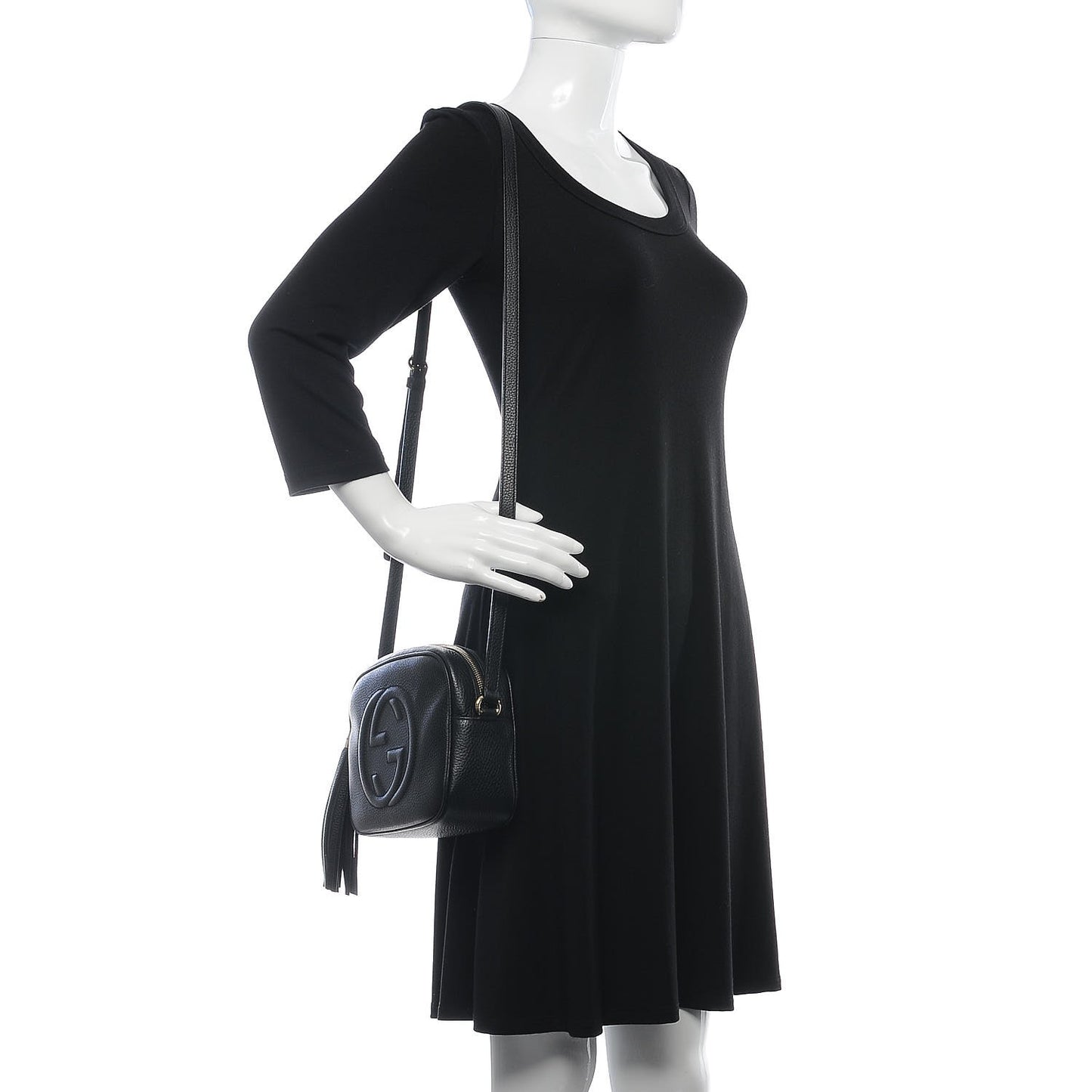 Pebbled Calfskin Small Soho Disco Bag Black