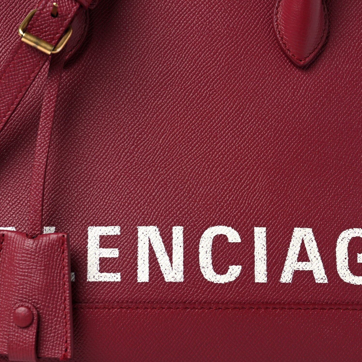 Balenciaga Signature Grained Calfskin Logo S Ville Top Handle Bag Rouge Grenat White 9 of 11