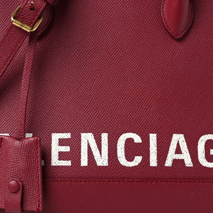 Balenciaga Signature Grained Calfskin Logo S Ville Top Handle Bag Rouge Grenat White 9 of 11