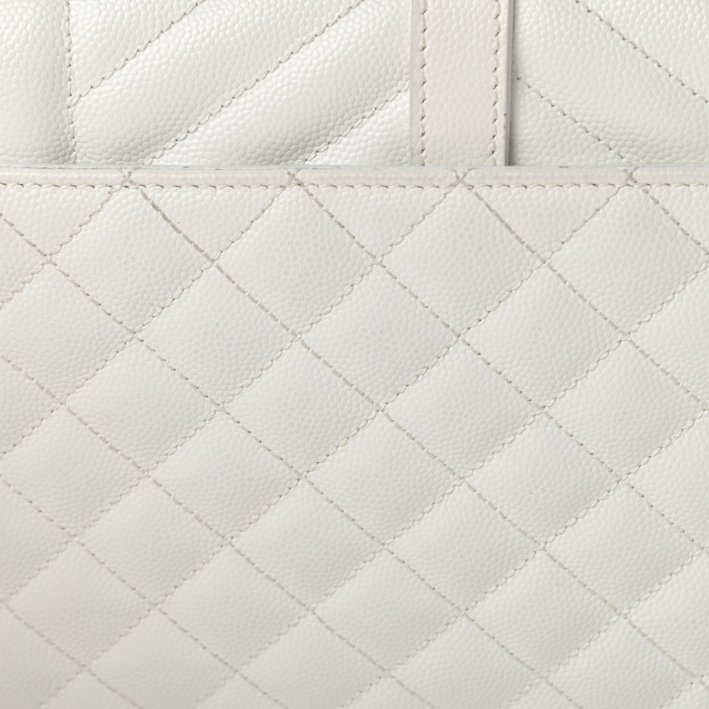 Grain De Poudre Textured Mixed Matelasse Medium Triquilt Monogram Satchel Blanc Vintage