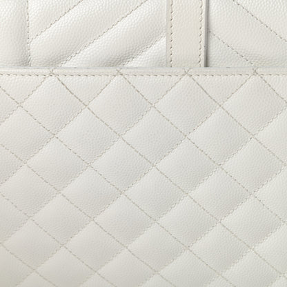 Saint Laurent Grain De Poudre Textured Mixed Matelasse Medium Triquilt Monogram Satchel Blanc Vintage 17 of 21