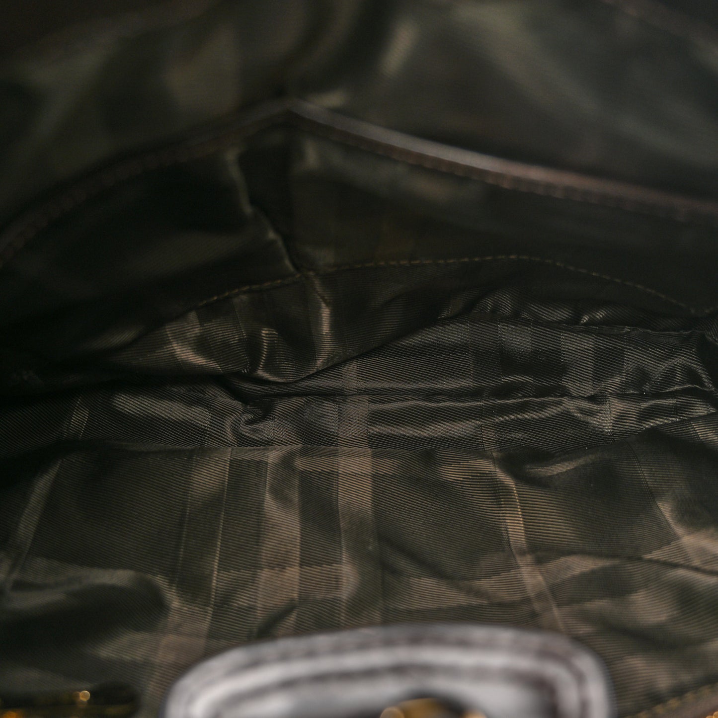Nylon Glazed Calfskin Quilted Brook Hobo Dark Brown