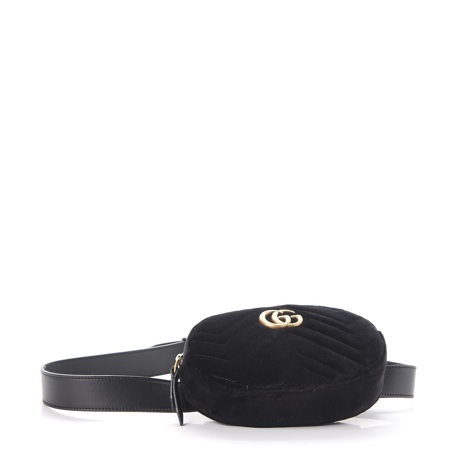 Gucci Velvet Matelasse GG Marmont Belt Bag 85 34 Black 4 of 8