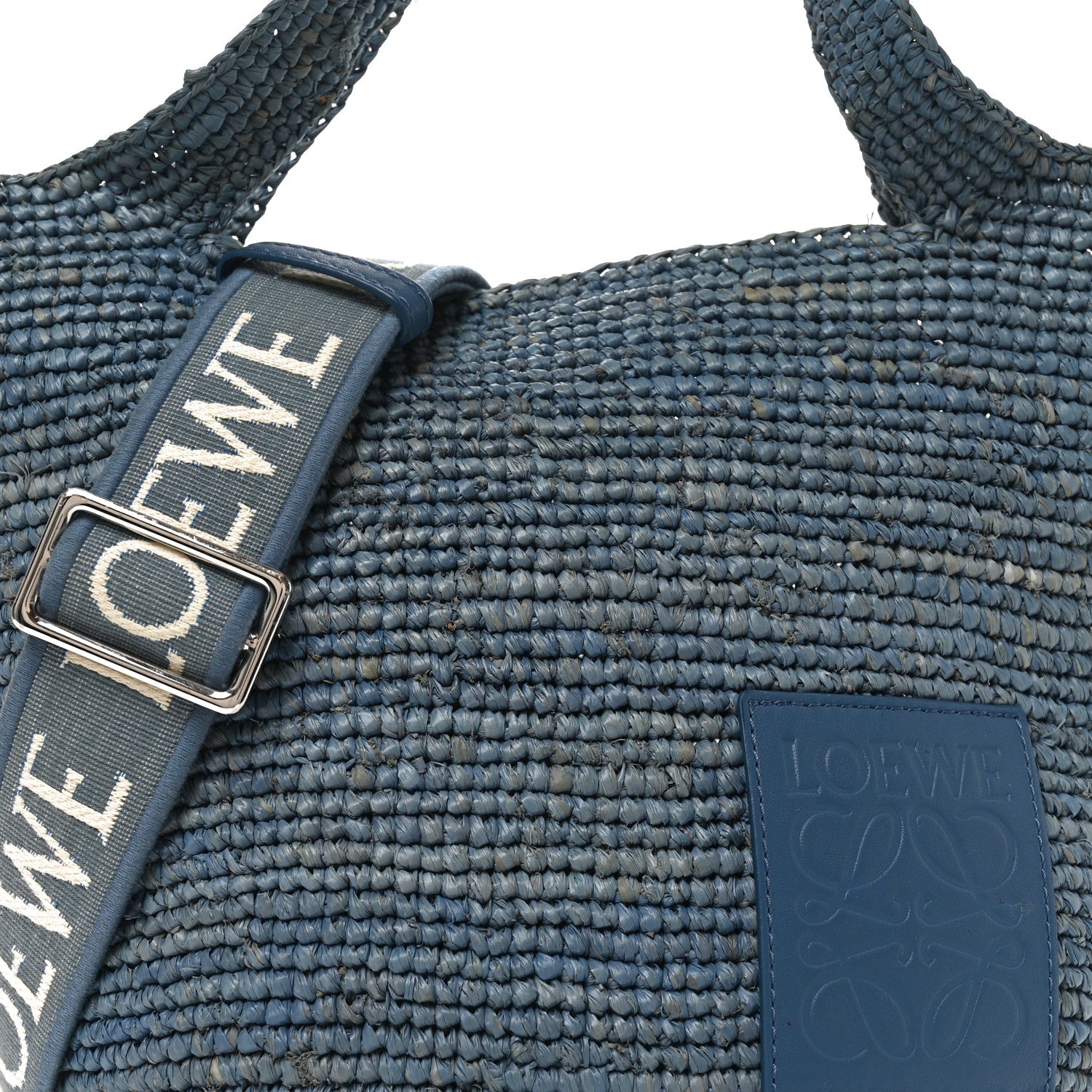 Loewe Raffia Mini Slit Tote Bag Blue 7 of 10