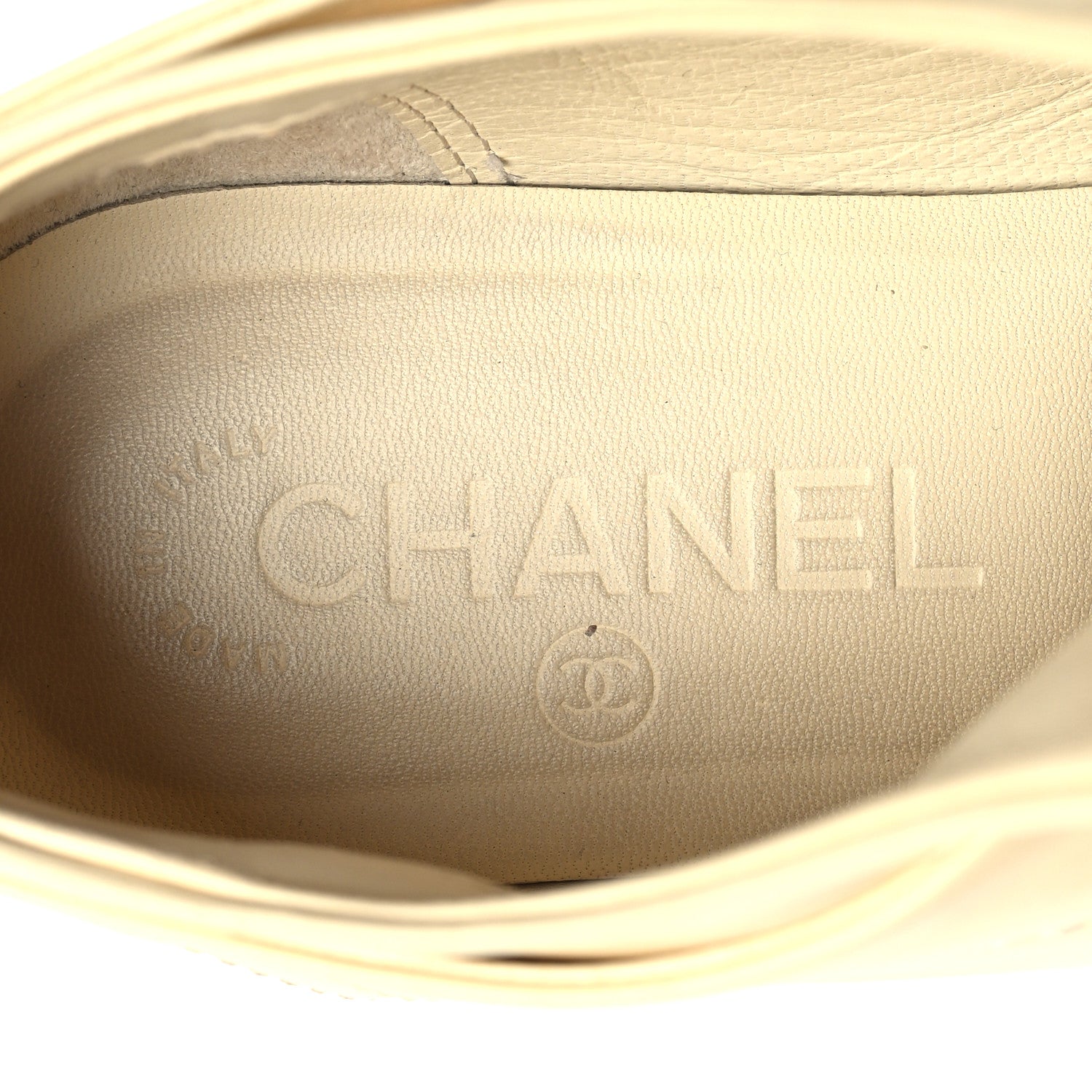 Chanel Lambskin Patent Calfskin CC Sneakers 36.5 White Black 8 of 9