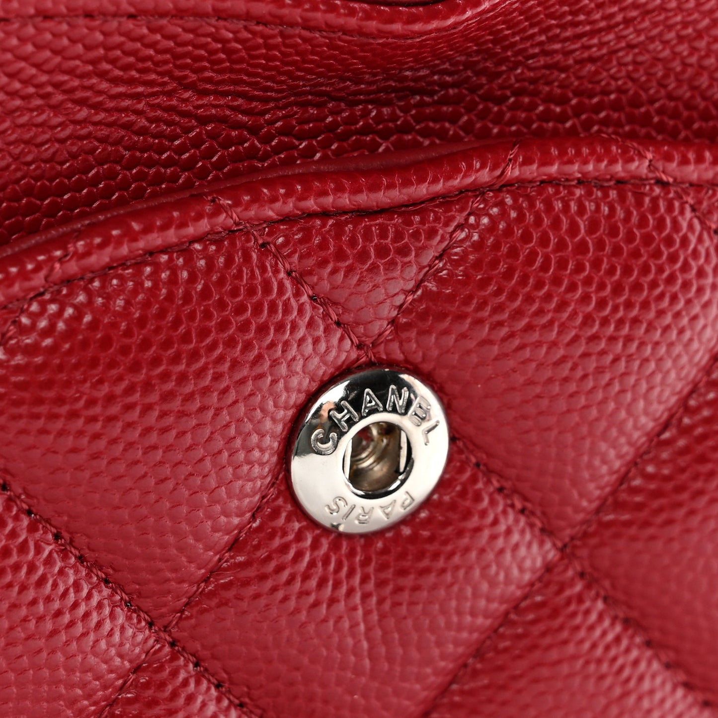 Caviar Quilted Medium Double Flap Red