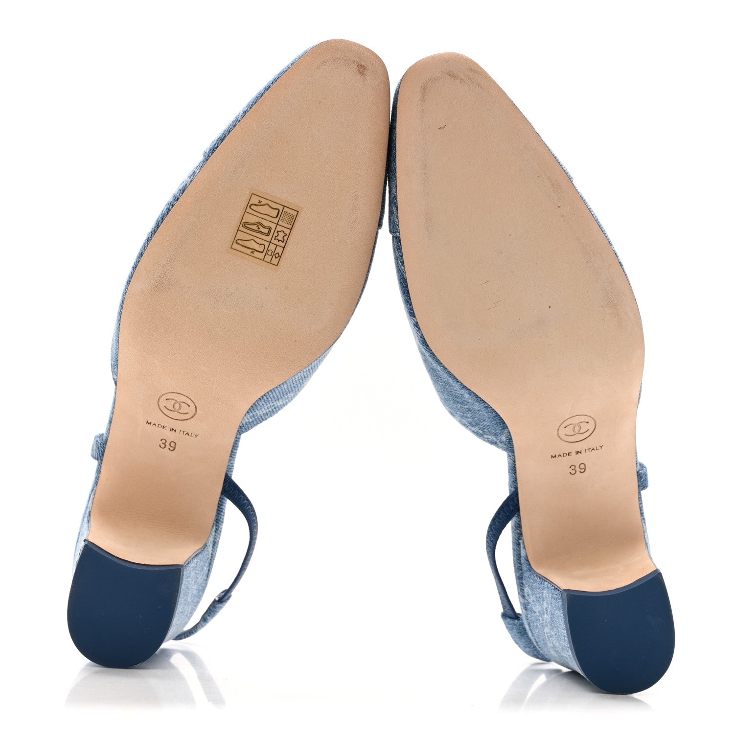 Chanel Denim Cap Toe Denim Slingback Pumps 39 Blue 6 of 10