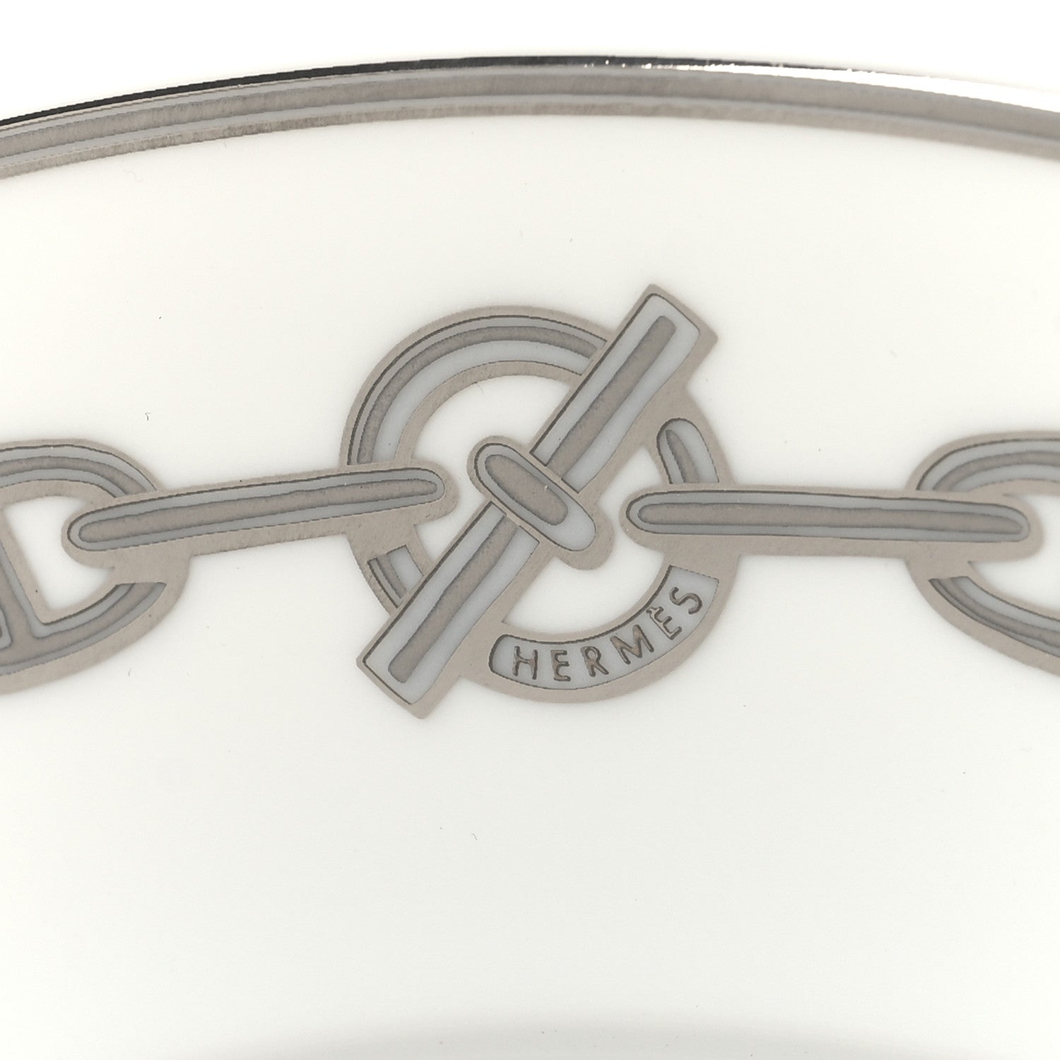 Hermes Porcelain Chaine d'Ancre Platinum Dinner Plate Set of 2 7 of 8