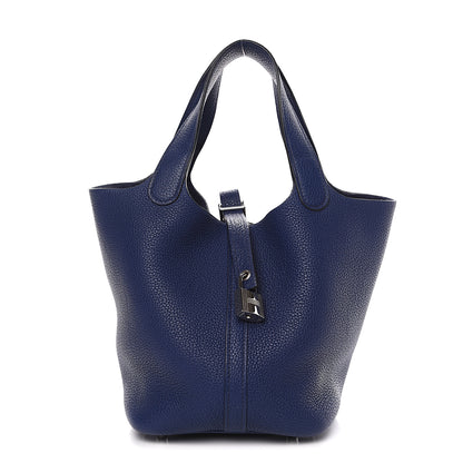 Hermes Taurillon Maurice Picotin Lock 18 PM Bleu Saphir 1 of 9