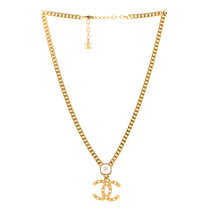 Chanel Metal Pearl CC Chain Pendant Necklace Gold 3 of 6