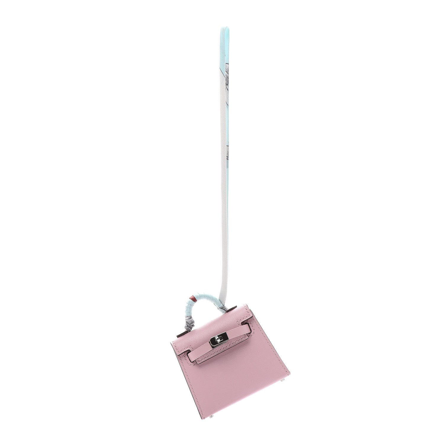 Hermes Tadelakt Mini Kelly Twilly Bag Charm Rose Sakura 1 of 7