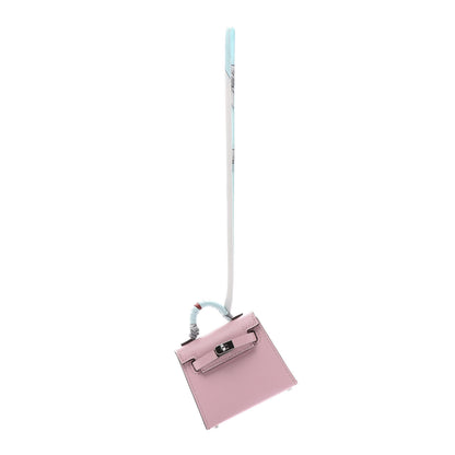 Hermes Tadelakt Mini Kelly Twilly Bag Charm Rose Sakura 1 of 7