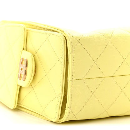 Chanel Caviar Quilted Mini Chanel 25 Handbag Light Yellow 9 of 10