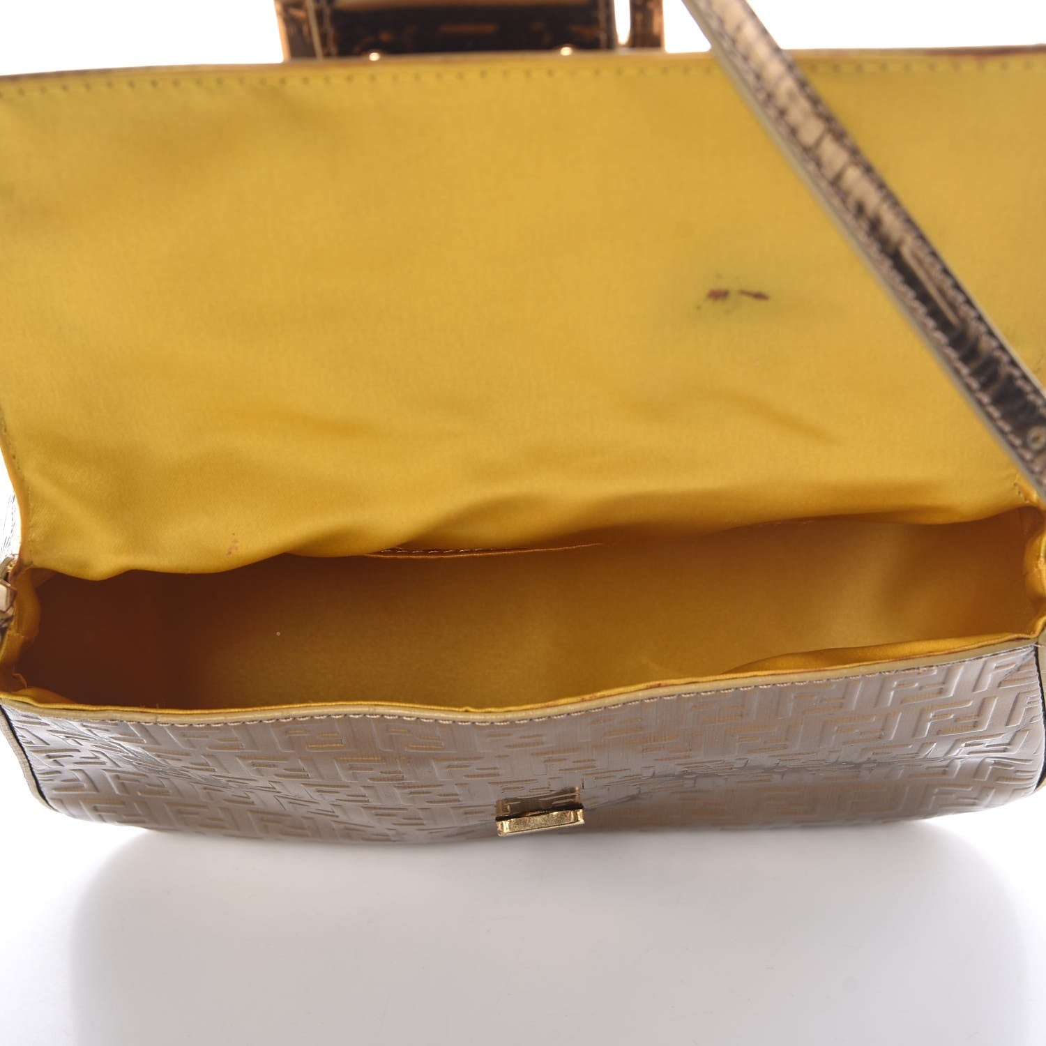 Fendi Vitello Mirror FF Embossed Mini Mama Baguette Oro Ambrato 5 of 11