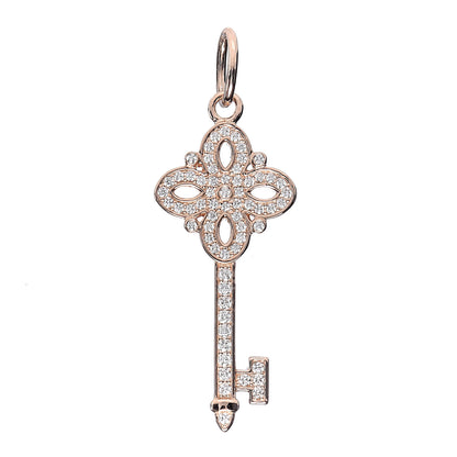 Tiffany 18K Rose Gold Diamond Mini Victoria Key Pendant 1 of 2
