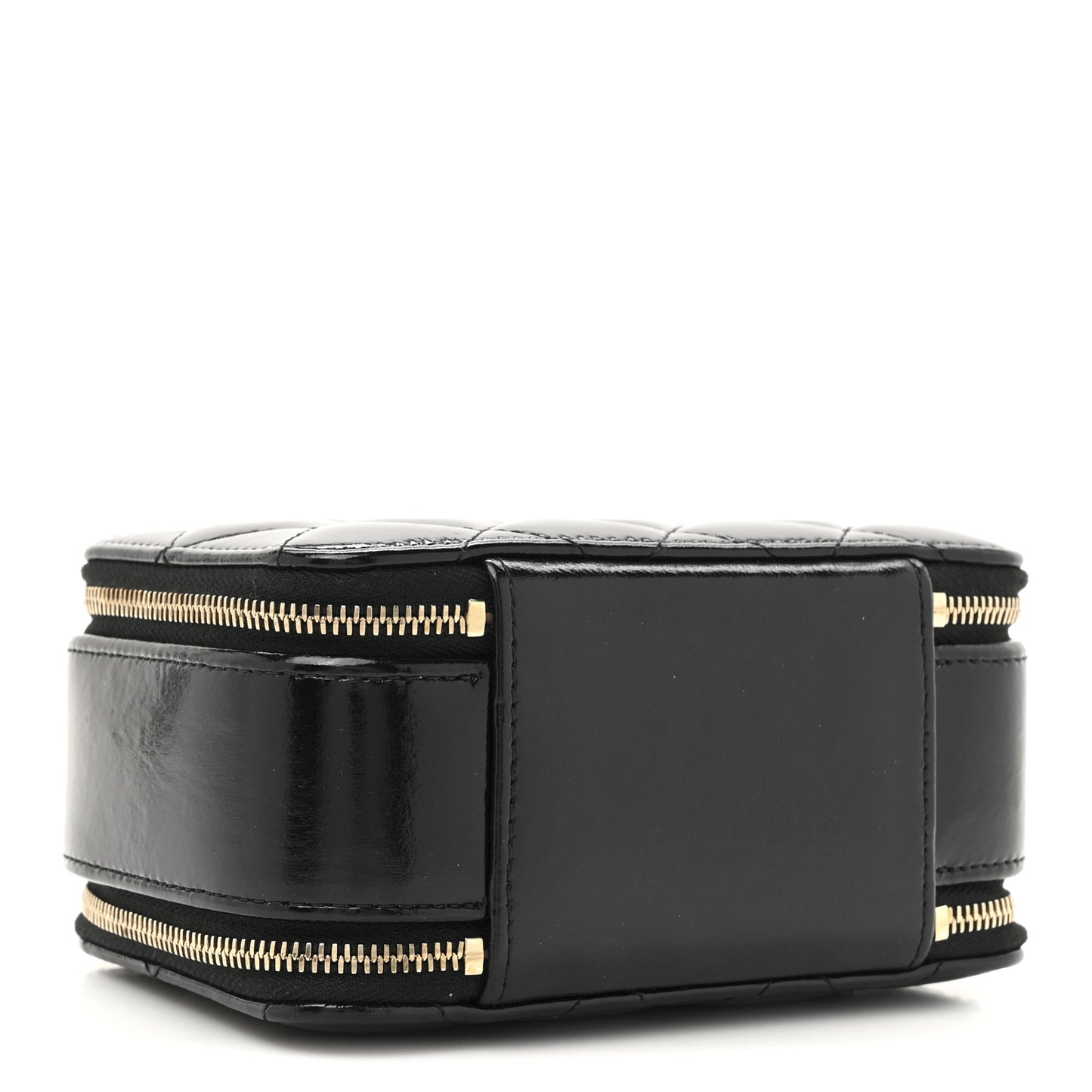 Patent Quilted Top Handle Small Vanity Case Black