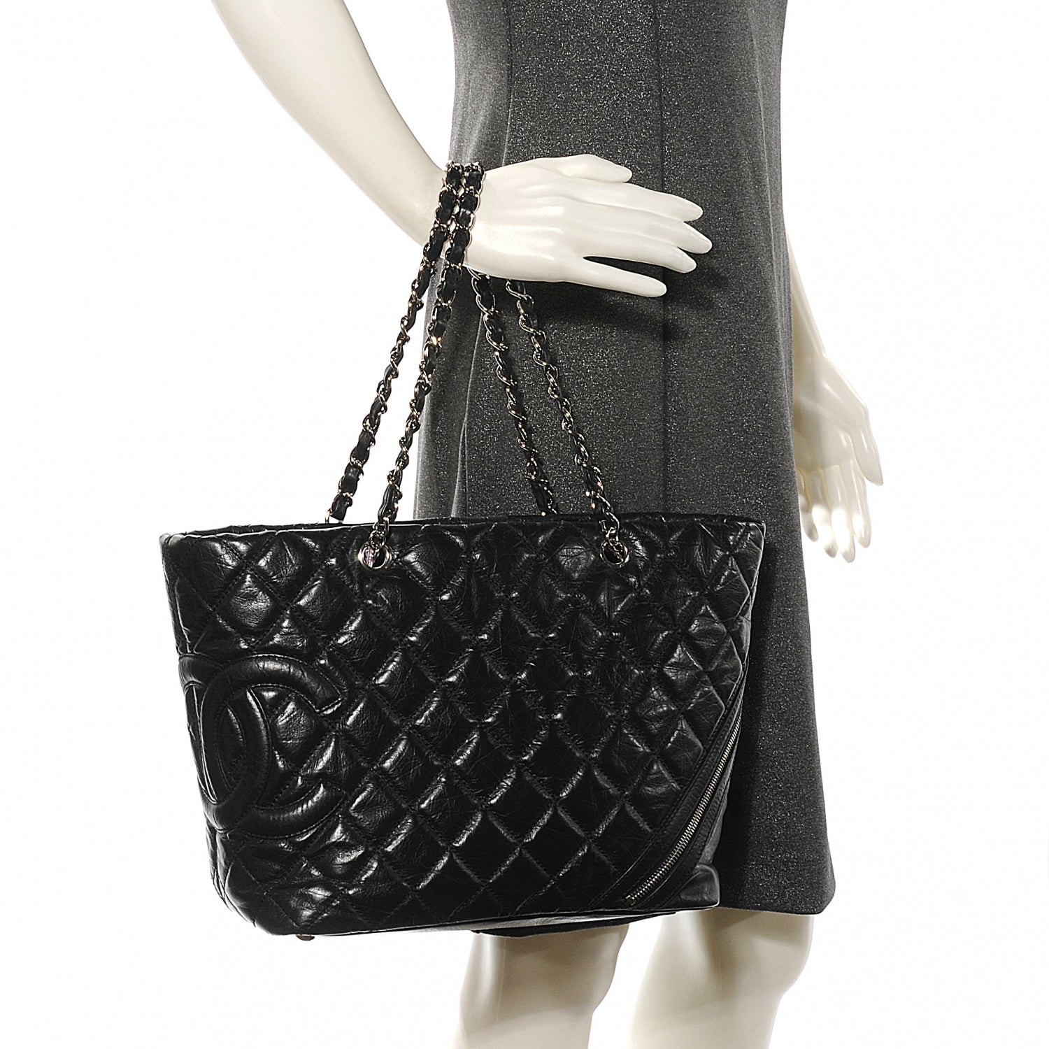 Chanel Leather Quilted Cotton Club Large Tote Black 2 of 10