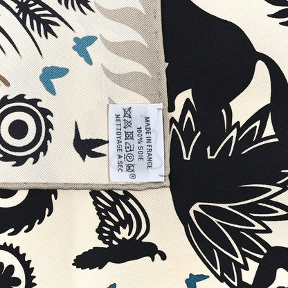 Hermes Silk Le Charme D'orphee 45 Beige Cendre White Black 3 of 3