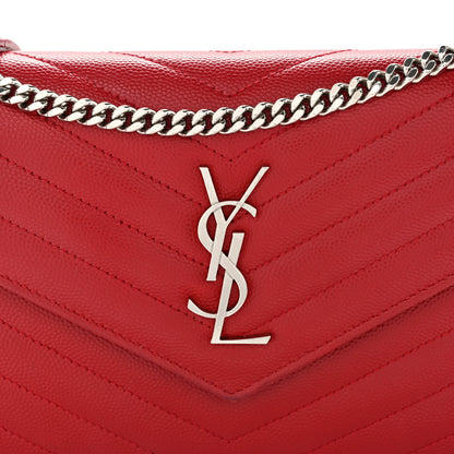 Saint Laurent Grain De Poudre Matelasse Chevron Monogram Envelope Chain Wallet  New Red 8 of 10