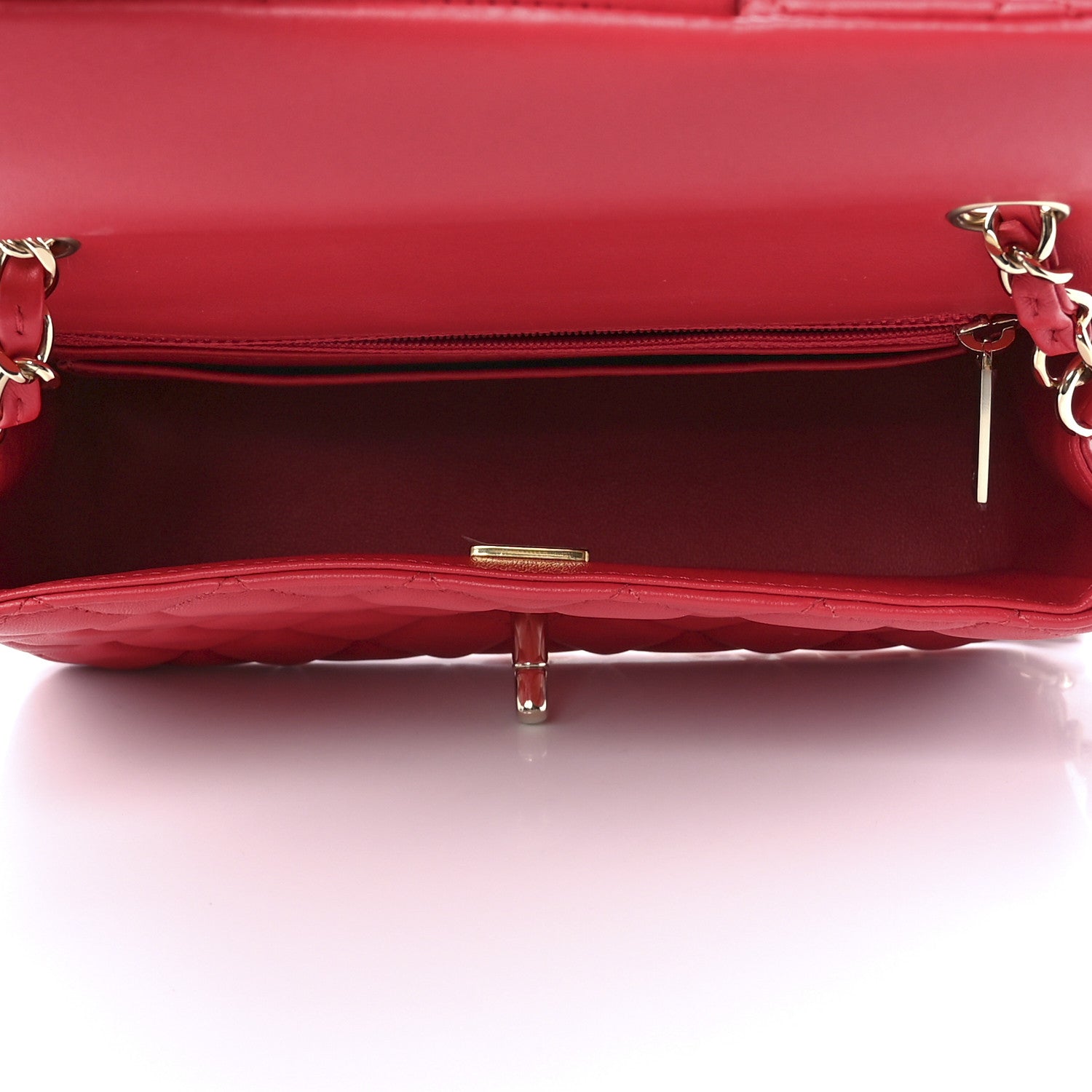Chanel Lambskin Quilted Mini Rectangular Flap Red 5 of 13