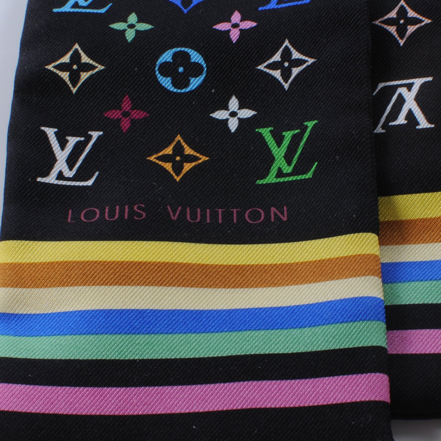 Silk Monogram Multicolor Bandeau Black