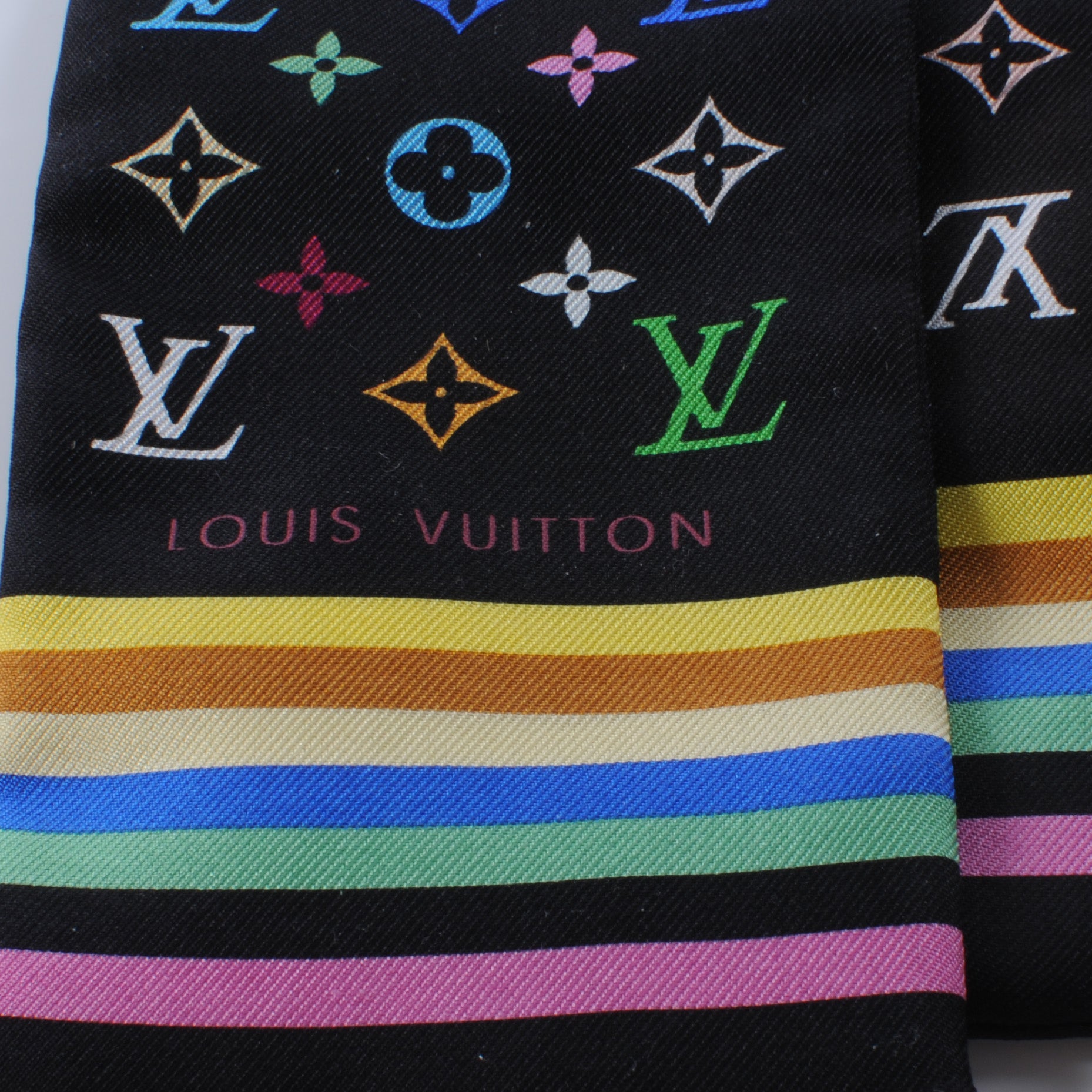 Louis Vuitton Silk Monogram Multicolor Bandeau Black 3 of 4