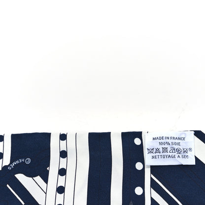 Hermes Silk Faubourg Rainbow Twilly Marine Blanc 3 of 4