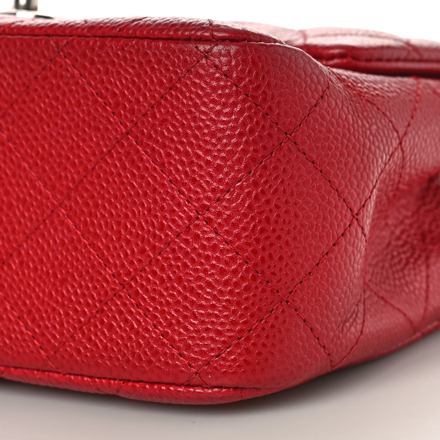 Caviar Quilted Mini Square Flap Red