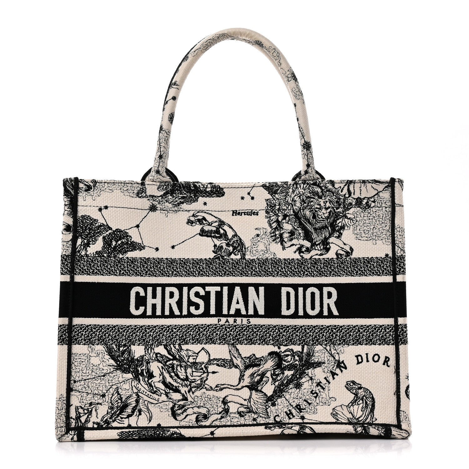 Christian Dior Canvas Zodiac Toile De Jouy Embroidered Medium Book Tote Latte 1 of 10