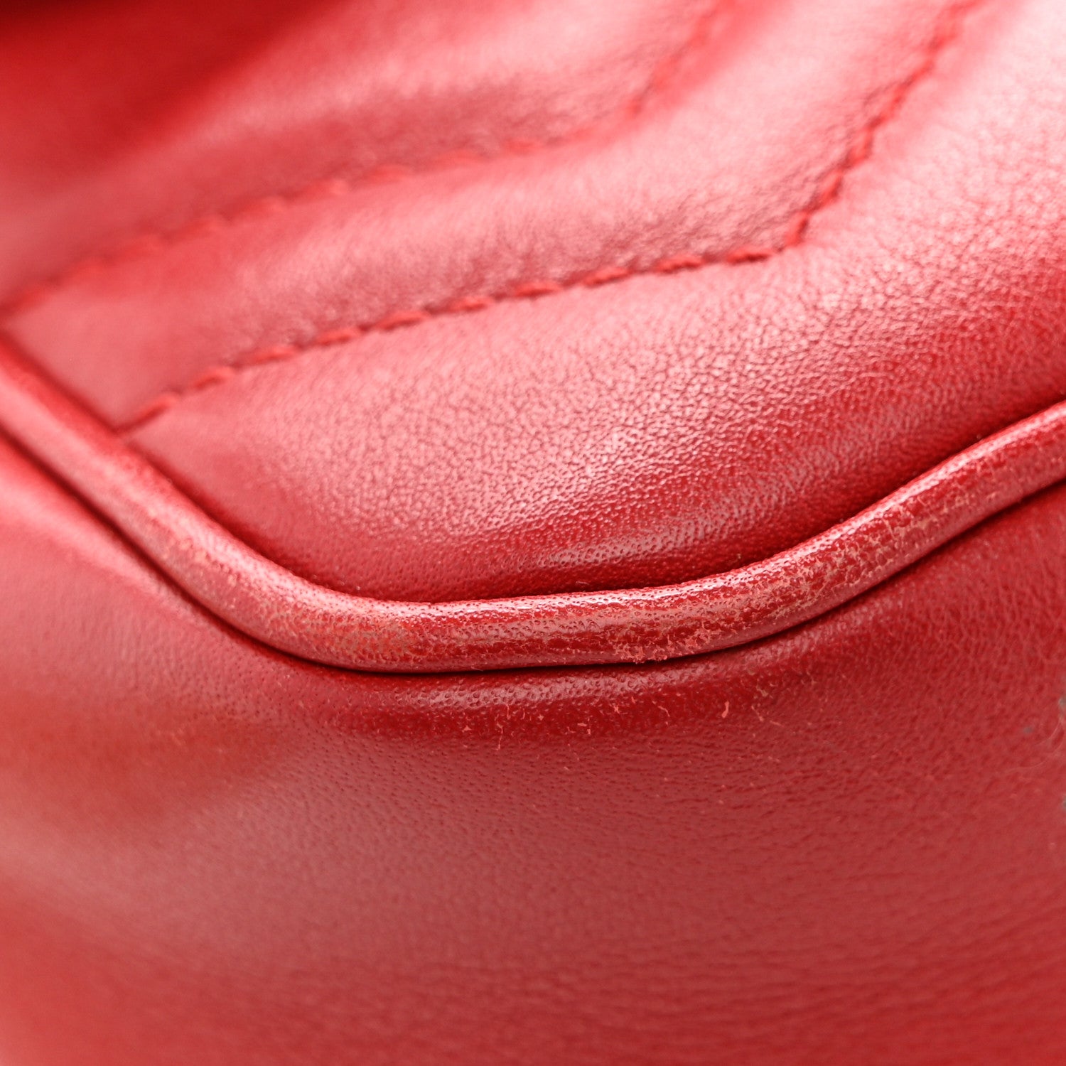 Gucci Calfskin Matelasse Super Mini GG Marmont Shoulder Bag Hibiscus Red 14 of 16