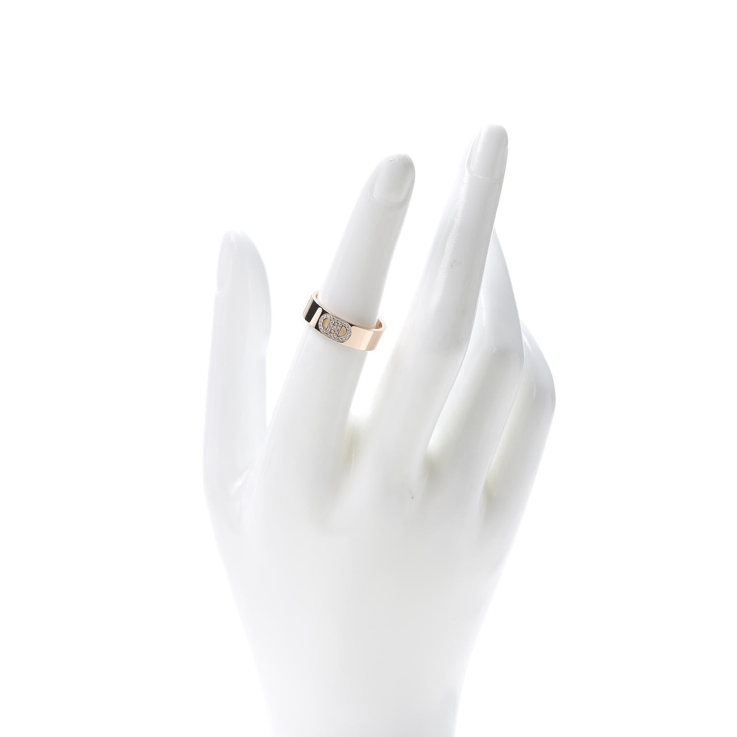 Hermes 18K Rose Gold Diamond PM H D'Ancre Ring 53 6.25 2 of 5