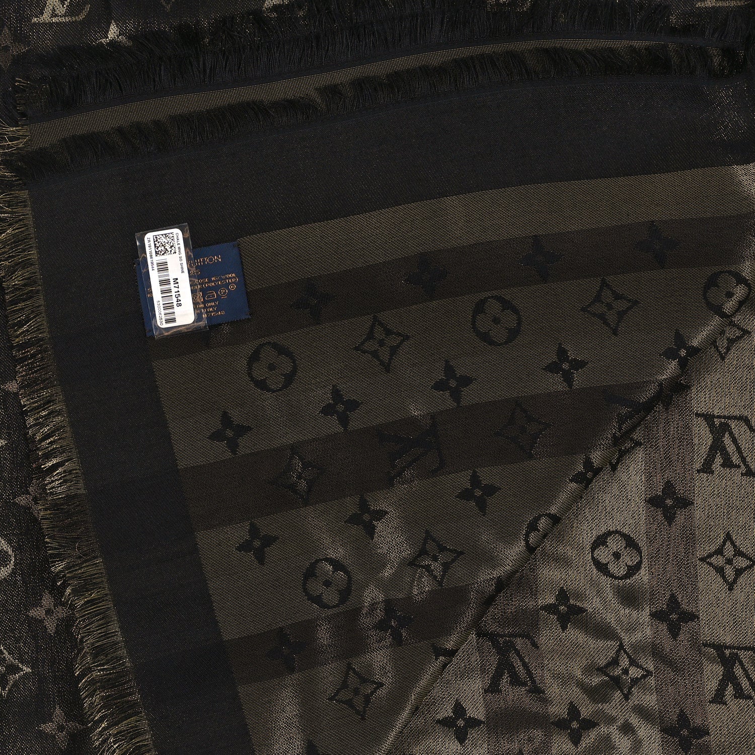 Louis Vuitton Silk Lurex Wool So Shine Monogram Shawl Black 3 of 3